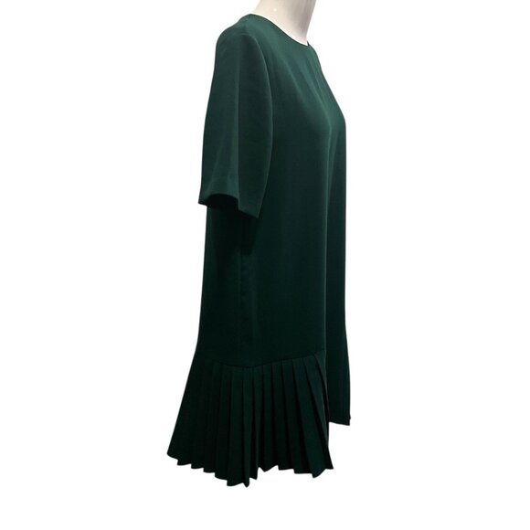 Zara Pleated Hem Dark Green Mini Dress Size M Zipper Back Party Cocktail Y2K - Picture 11 of 13